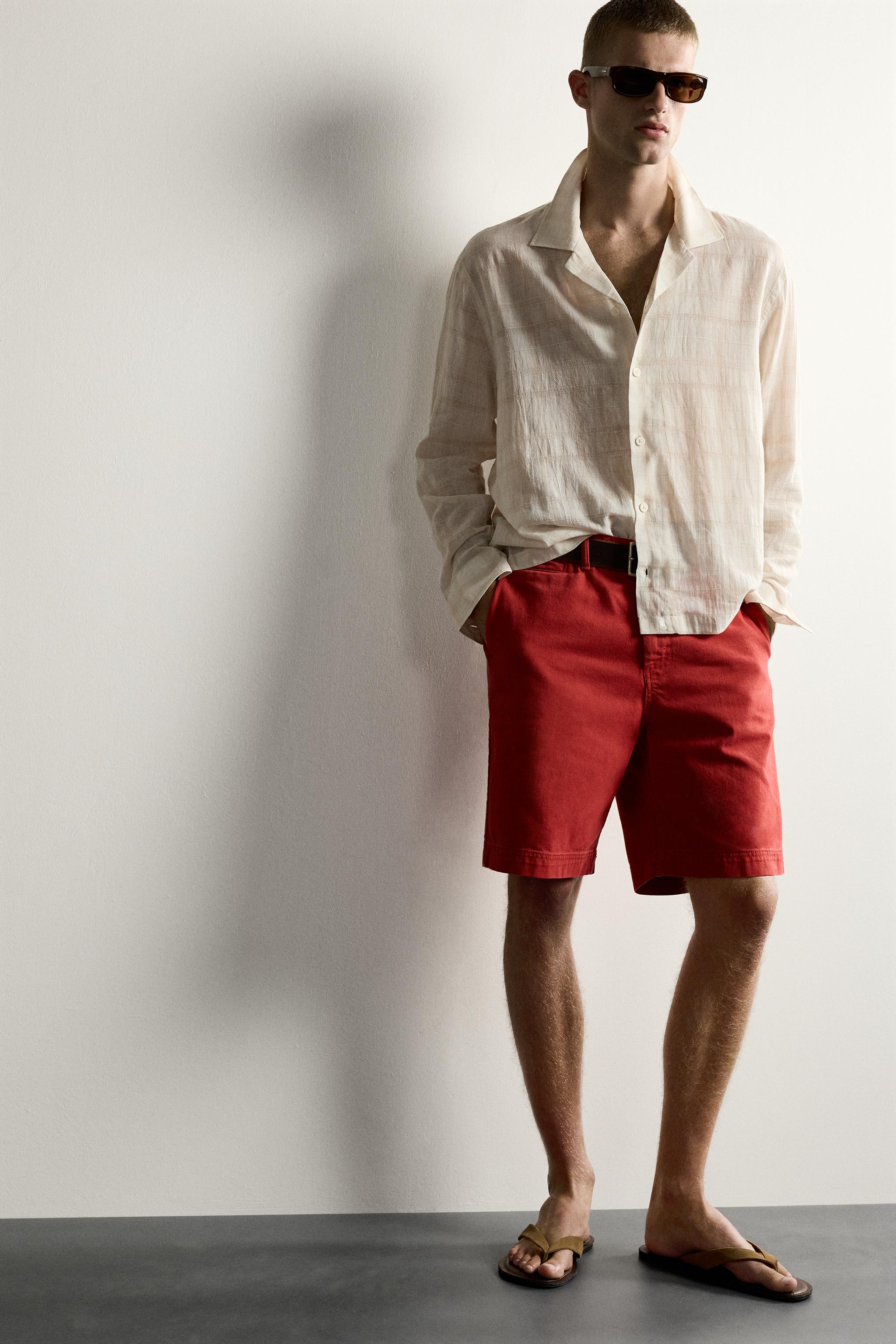 RELAXED FIT COTTON-LINEN JACQUARD SHIRT